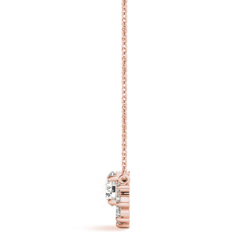 Rose gold Round Cluster Diamond Pendant with Prong Setting