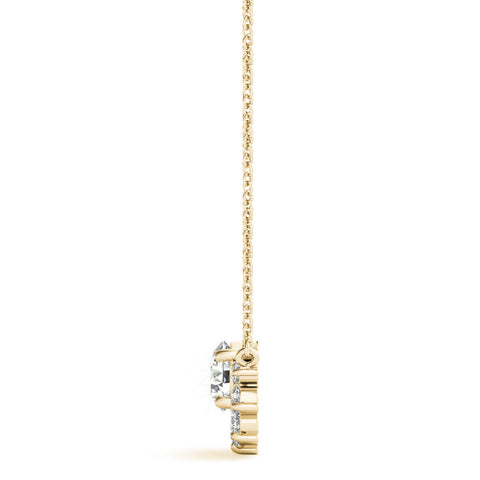 Yellow gold Round Cluster Diamond Pendant with Prong Setting