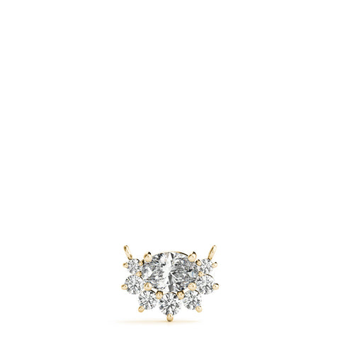 Yellow gold Oval Diamond Cluster Pendant with Prong Setting