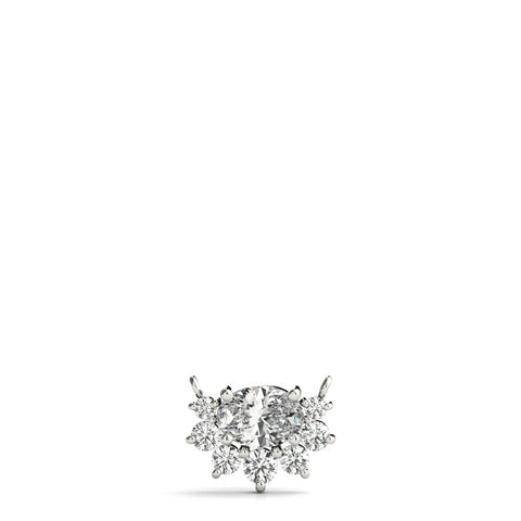 White gold Oval Diamond Cluster Pendant with Prong Setting