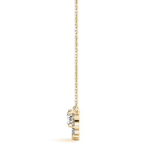Yellow gold Oval Diamond Cluster Pendant with Prong Setting