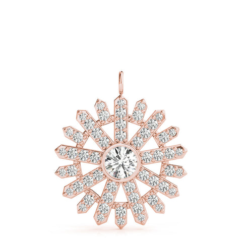Rose gold Round Diamond Snowflake Pendant with Pavé Setting