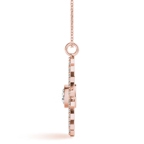 Rose gold Round Diamond Snowflake Pendant with Pavé Setting