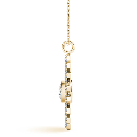 Yellow gold Round Diamond Snowflake Pendant with Pavé Setting