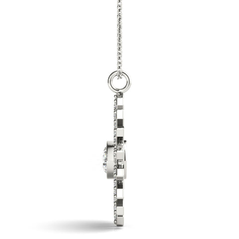 White gold Round Diamond Snowflake Pendant with Pavé Setting