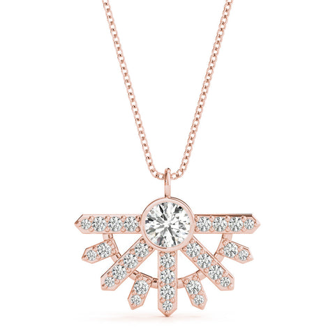 Rose gold Round Brilliant Halo Fan Pendant
