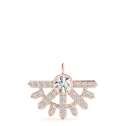 Rose gold Round Brilliant Halo Fan Pendant