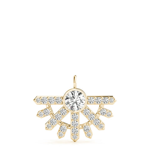 Yellow gold Round Brilliant Halo Fan Pendant