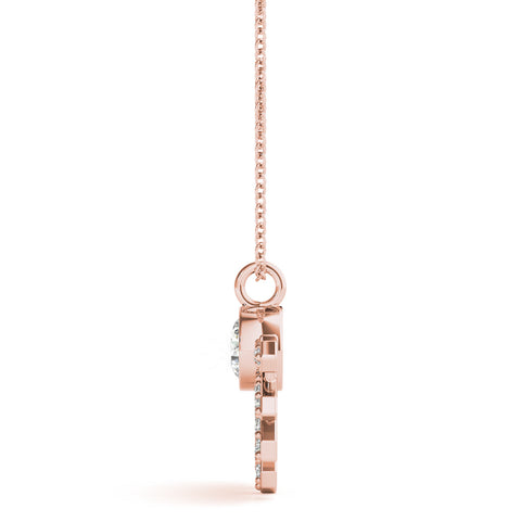 Rose gold Round Brilliant Halo Fan Pendant