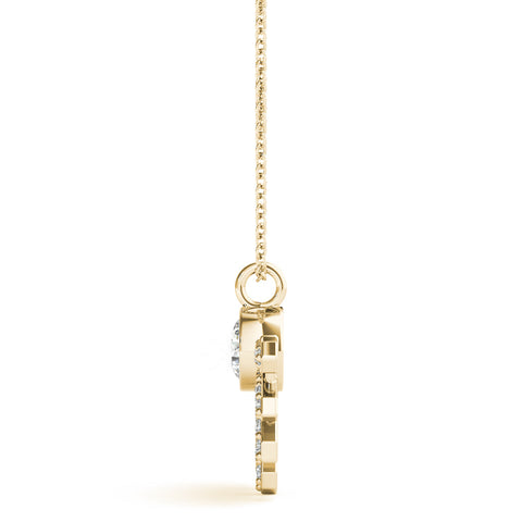 Yellow gold Round Brilliant Halo Fan Pendant