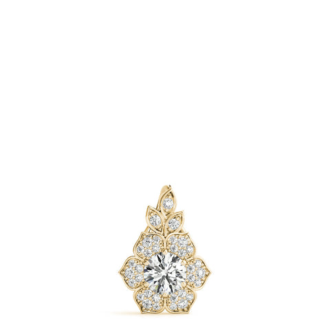 Yellow gold Round Brilliant Flower Cluster Pendant with Prong Setting