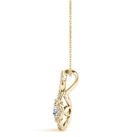 Yellow gold Round Brilliant Flower Cluster Pendant with Prong Setting