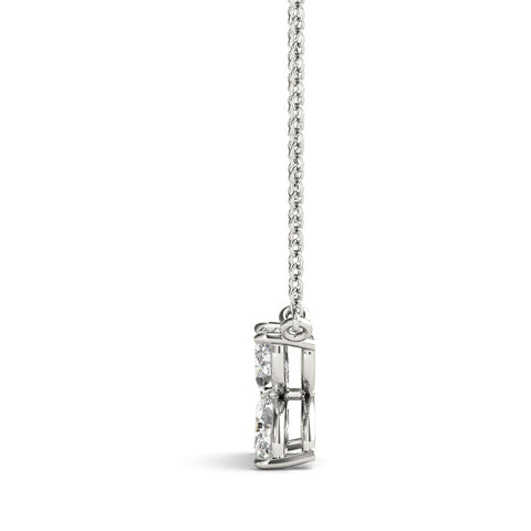 White gold Four-Prong Marquise Diamond Flower Pendant