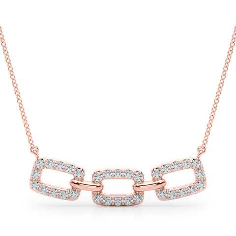 Rose gold Pavé Cushion Link Pendant with Shared Prong Setting