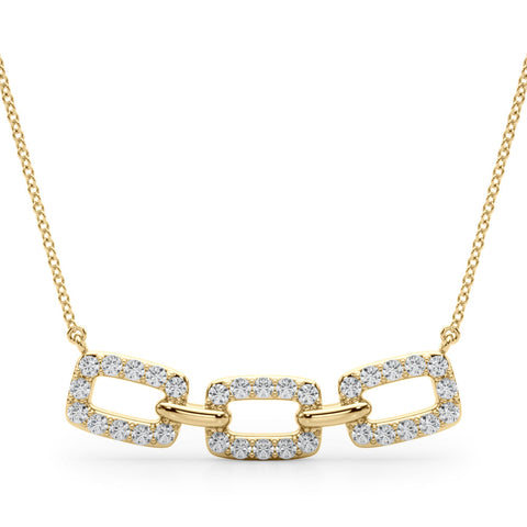 Yellow gold Pavé Cushion Link Pendant with Shared Prong Setting