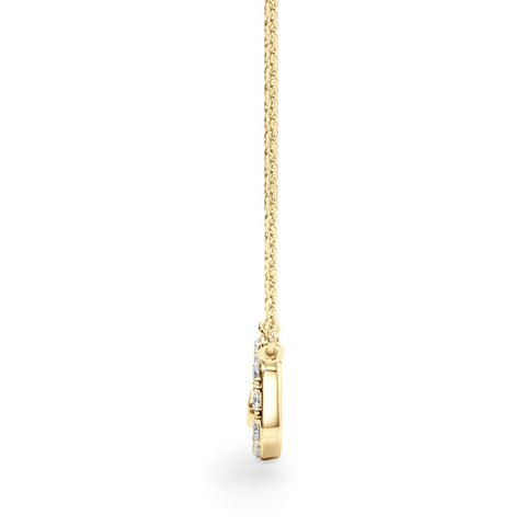 Yellow gold Pavé Cushion Link Pendant with Shared Prong Setting