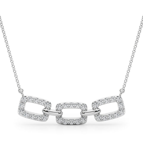 White gold Pavé Cushion Link Pendant with Shared Prong Setting