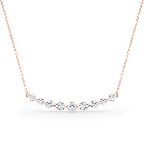 Rose gold Round Diamond Graduated Bar Necklace with Prong Setting