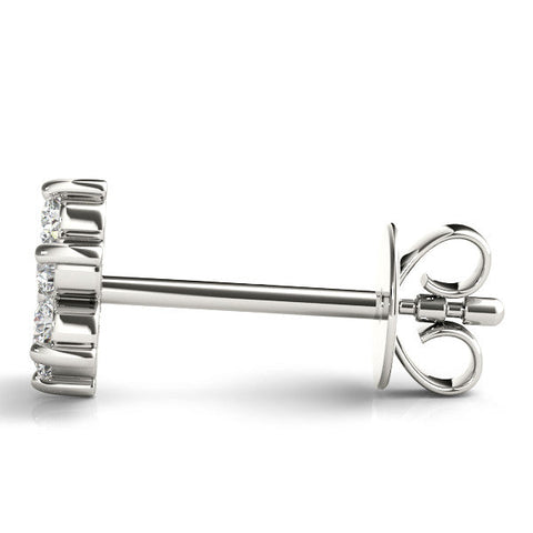 White gold Cluster Round Diamond Stud Earrings with Butterfly Backing
