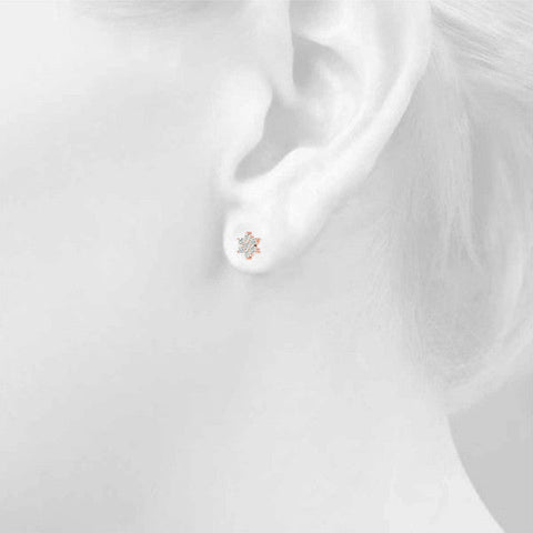 Yellow gold Cluster Round Diamond Stud Earrings with Butterfly Backing