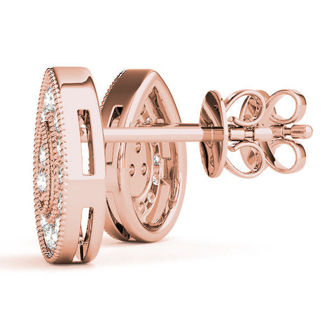 Rose gold Pavé Pear-Shaped Halo Stud Earrings with Milgrain Detailing
