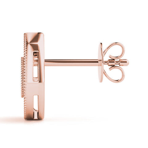 Rose gold Pavé Pear-Shaped Halo Stud Earrings with Milgrain Detailing
