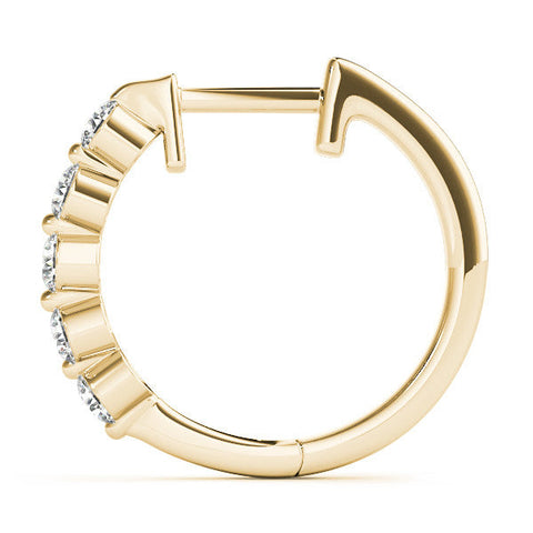 Yellow gold Round Diamond Prong-Set Hoop Earrings
