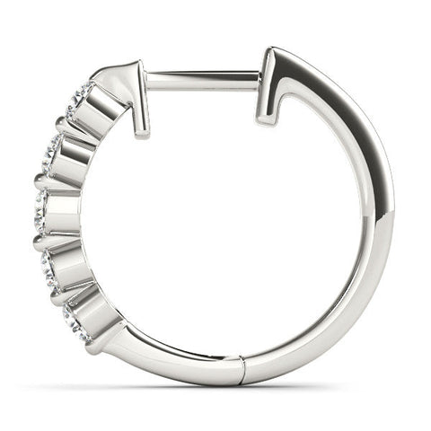 White gold Round Diamond Prong-Set Hoop Earrings
