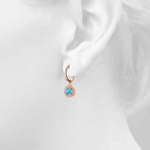 Rose gold Round Cut Milgrain Bezel Set Leverback Earrings