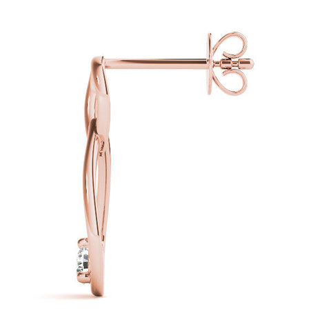 Rose gold Round Diamond Teardrop Earrings with Bezel Setting and Loop Band