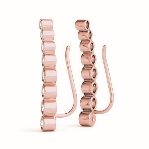 Rose gold Bezel-Set Round Diamond Climber Earrings