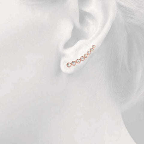 Rose gold Bezel-Set Round Diamond Climber Earrings