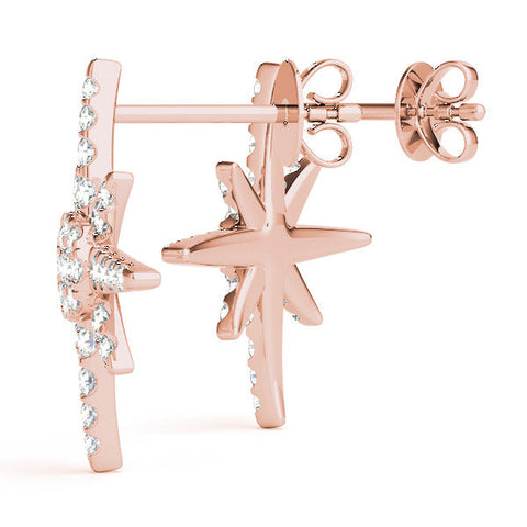 Rose gold Pavé Diamond Starburst Stud Earrings