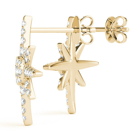 Yellow gold Pavé Diamond Starburst Stud Earrings