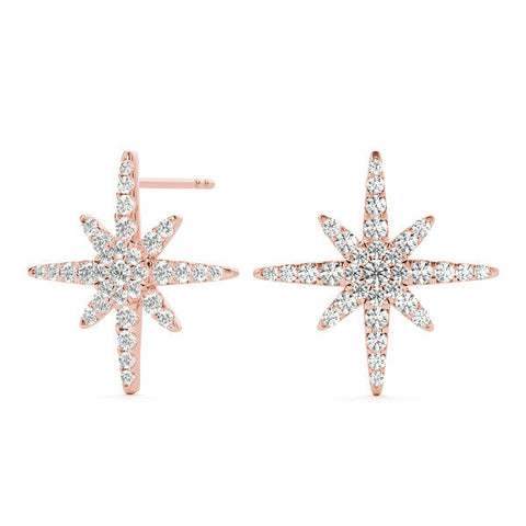 Rose gold Pavé Diamond Starburst Stud Earrings