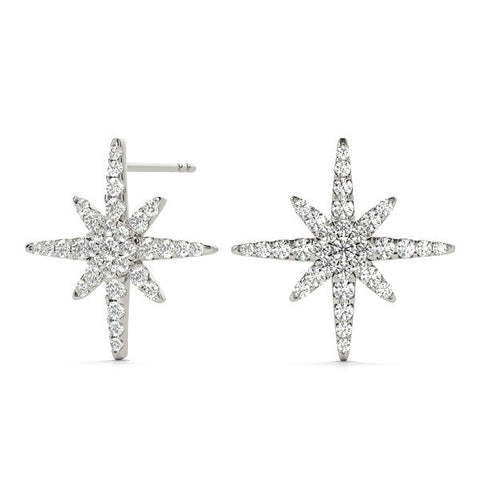 White gold Pavé Diamond Starburst Stud Earrings
