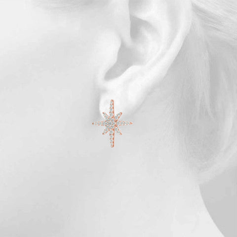 Rose gold Pavé Diamond Starburst Stud Earrings