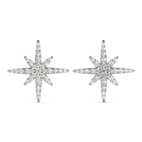 White gold Pavé Diamond Starburst Stud Earrings