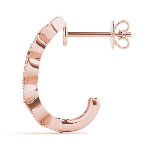 Rose gold Milgrain Cushion and Marquise Diamond Hoop Earrings