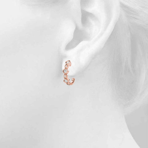 Rose gold Milgrain Cushion and Marquise Diamond Hoop Earrings