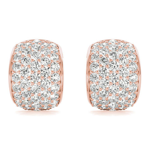 Rose gold Pavé Round Diamond Huggie Earrings with Prong Setting