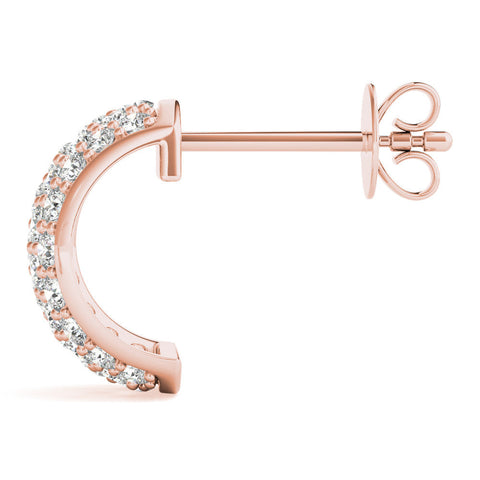 Rose gold Pavé Round Diamond Huggie Earrings with Prong Setting