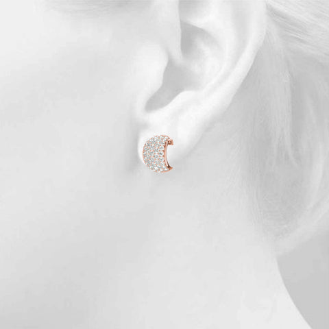 Rose gold Pavé Round Diamond Huggie Earrings with Prong Setting