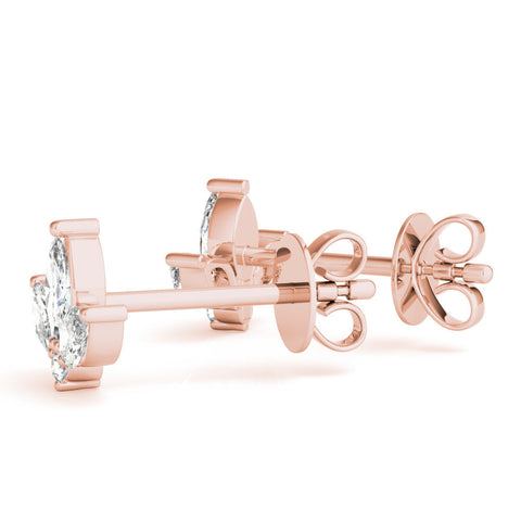 Rose gold Marquise Cluster Stud Earrings with Round Prong Setting