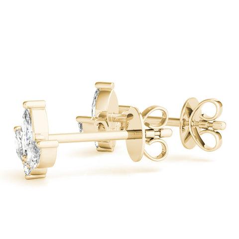 Yellow gold Marquise Cluster Stud Earrings with Round Prong Setting
