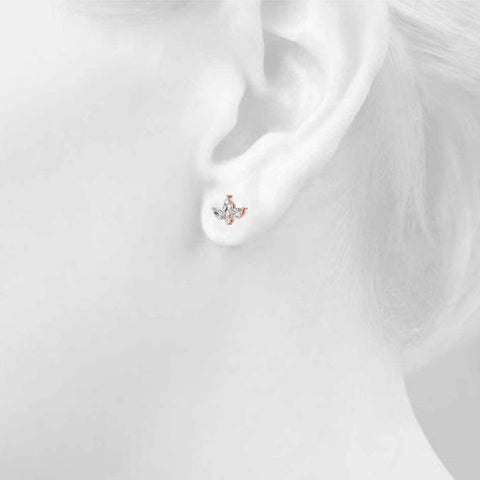 Rose gold Marquise Cluster Stud Earrings with Round Prong Setting