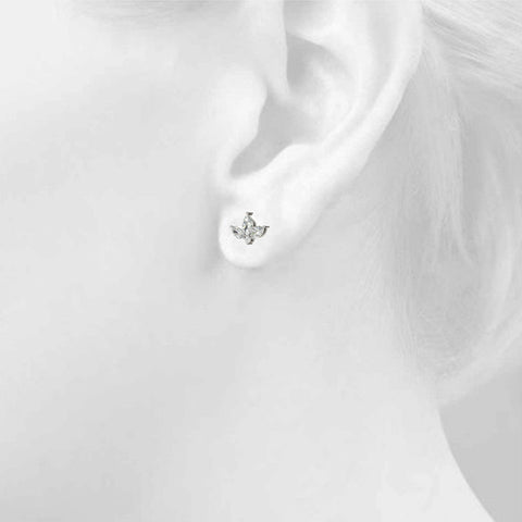 White gold Marquise Cluster Stud Earrings with Round Prong Setting