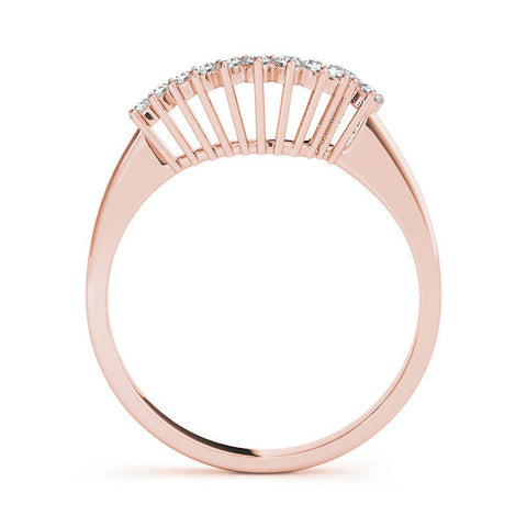 Rose gold Round Diamond V-Shaped White Gold Band with Prong Setting