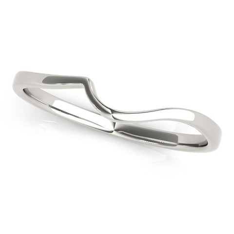 White gold Curved Solitaire Band with Round Stone Setting