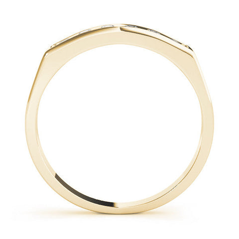 Yellow gold Channel Set Round Diamond Flat Band